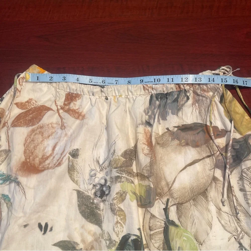 Zara Botanical Fruit Print Cotton Midi Skirt  M Cottagecore Coastal Grandmother - Picture 7 of 11